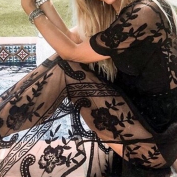 Stand out in this gorgeous lace romper maxi dress - Picture 7 of 15